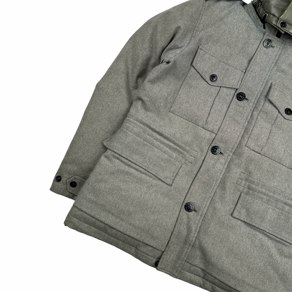 Stone Island 2014 Grey Ice Wool Blend Down Field Jacket - Medium