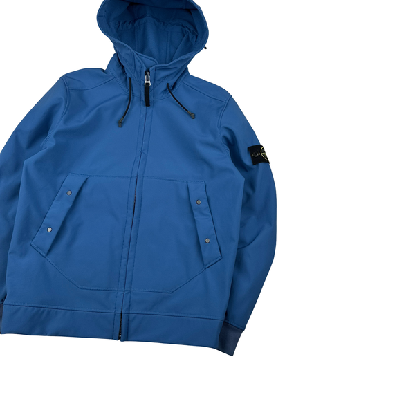 Stone Island Blue Soft Shell R Hooded Jacket - Medium