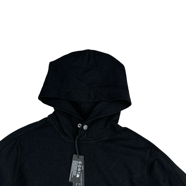 Stone Island 2024 Black Buttoned Neck Pullover Hoodie - Small