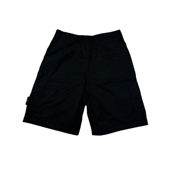Stone Island 2023 Black Loose Fit Bermuda Cotton Shorts - Small