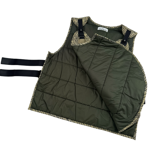 Stone Island 2021 Rain Camo Reflective Spellout Padded Utility Vest - Large