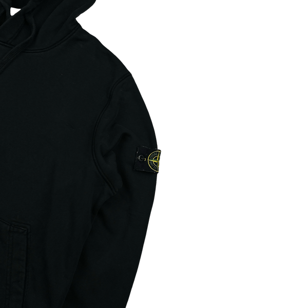 Stone Island 2023 Black Cotton Pullover Hoodie - Large