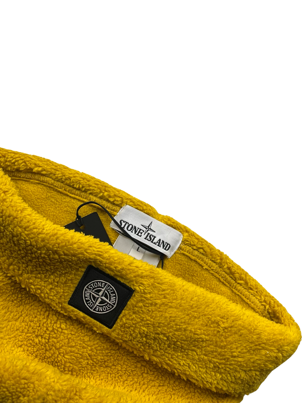 Stone Island Yellow Cotton Blend Teddy Fleece Beanie Hat