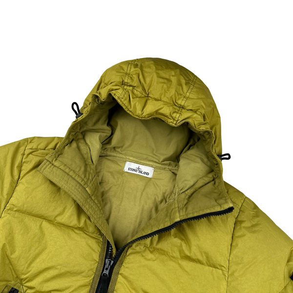 Stone Island 2021 Mustard Yellow Crinkle NY Down Puffer Jacket - Medium
