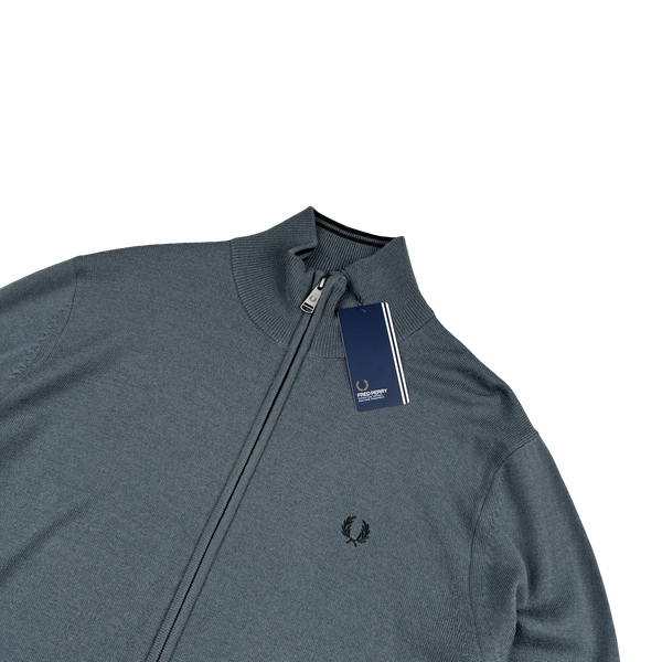 Fred Perry Charcoal Zipped Knit Jumper - Large