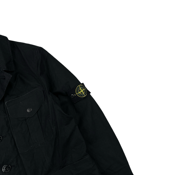 Stone Island 2007 Black Cotton Ventile Buttoned Blazer Jacket - Small