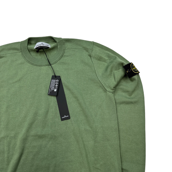 Stone Island 2023 Green Knitted Crewneck - Small