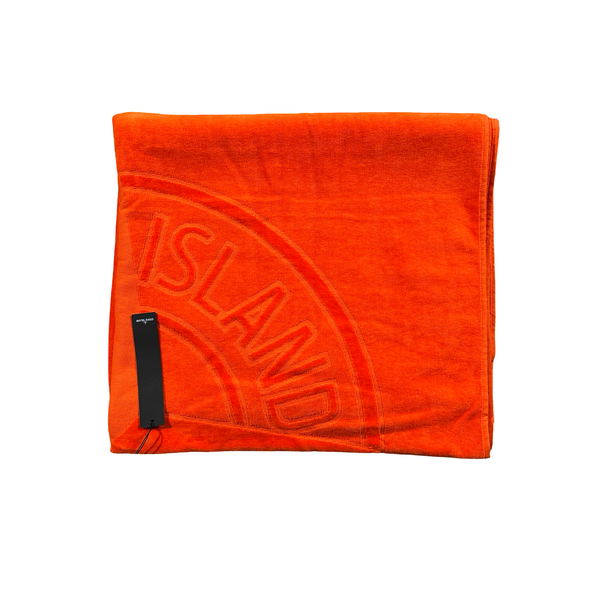 Stone Island Embroidered Logo Orange Beach Towel