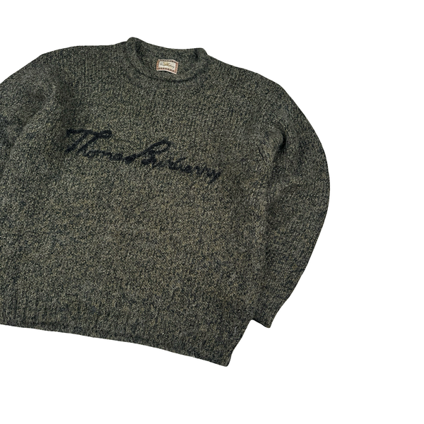 Burberry Green Knitted Spellout Jumper - XL