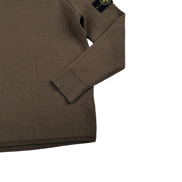 Stone Island 2024 Brown Wool Hooded Thick Knit Jumper - Large
