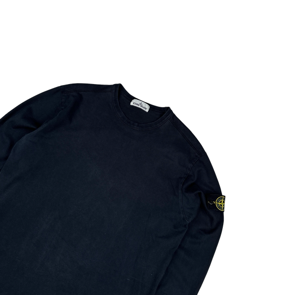 Stone Island Navy Cotton Crewneck Sweatshirt - Large