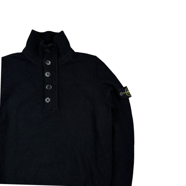 Stone Island 2011 Black Wool High Neck Jumper - Small