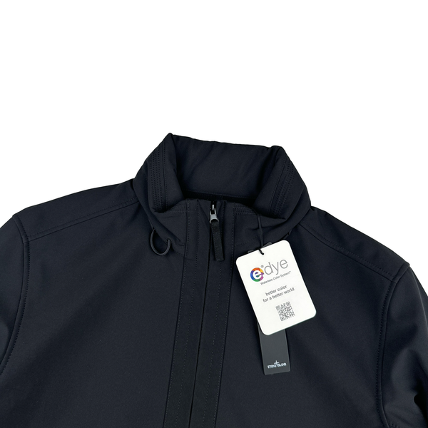 Stone Island 2023 Black Soft Shell R e.Dye Fleece Lined Zipped Jacket - Large