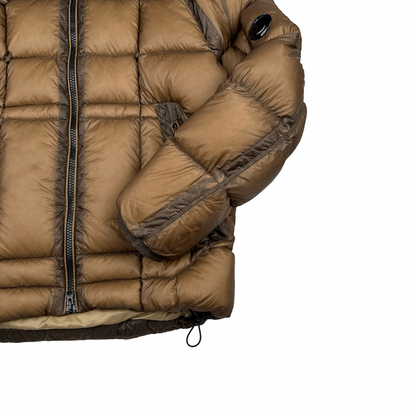 CP Company Brown Down Filled DD Shell Goggle Puffer Jacket - Large