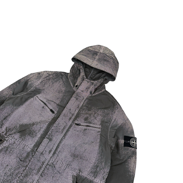 Stone Island 2016 Grey Pixel Reflective Hooded Jacket - Medium