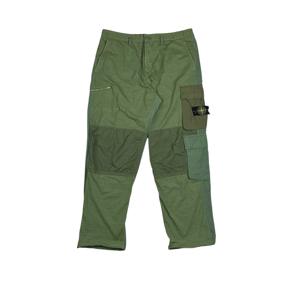 Stone Island 2023 Loose Fit Cargos Green Twill TC Trousers - 38"