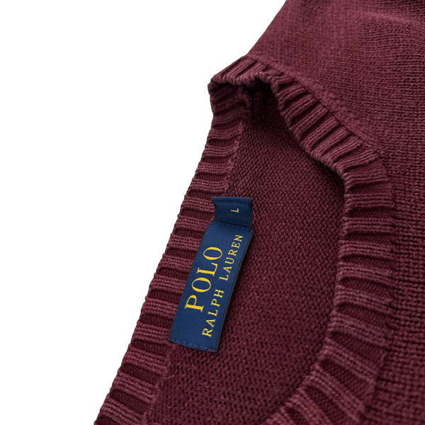 Ralph Lauren Wine Knit Crewneck Jumper - Large