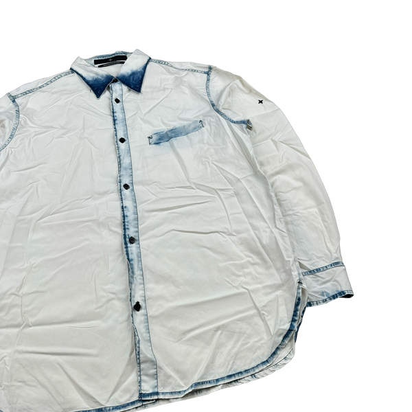 Stone Island Blue Tie Dye White Cotton Buttoned Shirt - XL