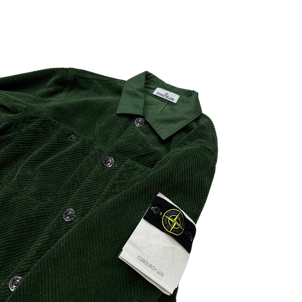 Stone Island 2023 Emerald Green Corduroy 400 Cotton Lined Jacket - Medium
