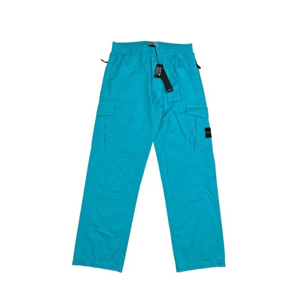 Stone Island 2023 Blue Regular Fit Stretch Cotton Tela Cargo Trousers - 33"