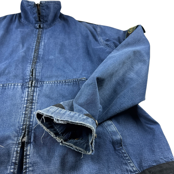 Stone Island Vintage 1997 Blue Denim Zipped Jacket - Medium
