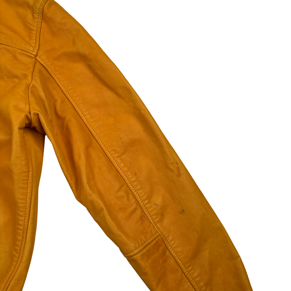 Stone Island 2014 Orange Lightweight Leather Felpa Jacket - Small