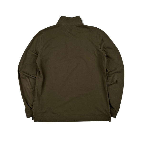 CP Company Khaki Cotton Quarter Zip Jumper - Large