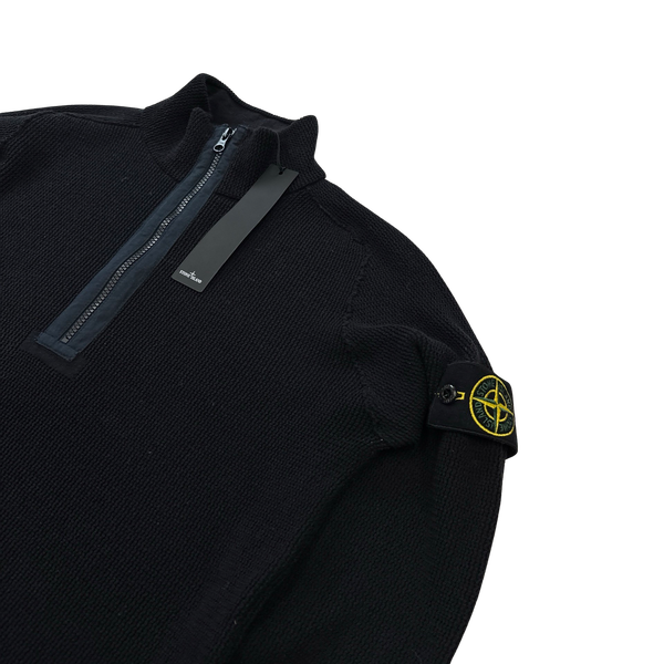 Stone Island 2022 Midnight Navy Quarter Zip Knit Jumper - Small