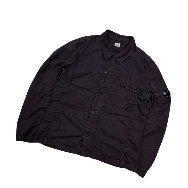 CP Company Burgundy Button Up Overshirt - Large