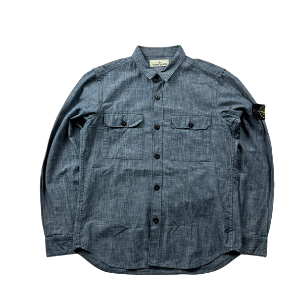 Stone Island 2016 Indigo Linen Buttoned Shirt - Large