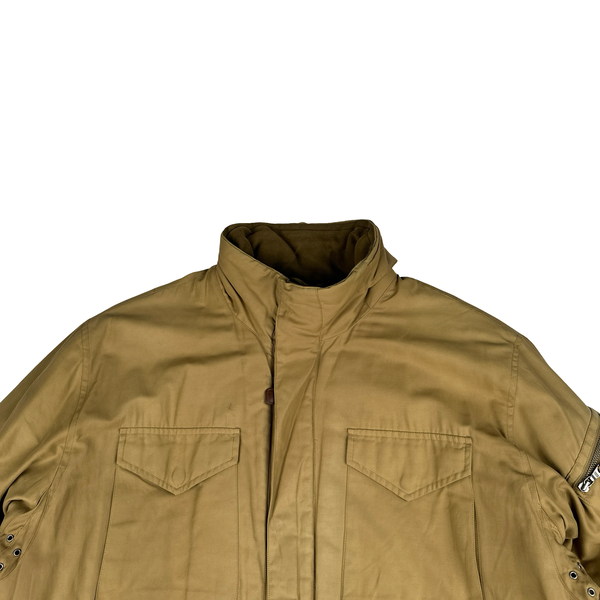 Ralph Lauren Beige Quilted Fleece Lining Collard Jacket - XL