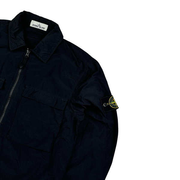 Stone Island Black Double Chest Pocket Nylon Overshirt - Small
