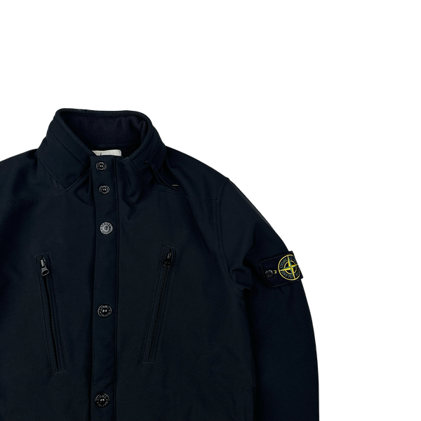 Stone Island Black Soft Shell Fleece Lined Jacket - Small