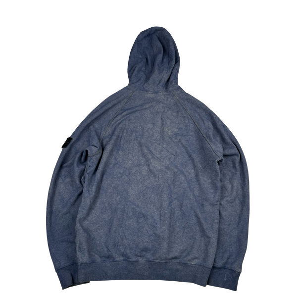 Stone Island 2021 Blue Dust Treatment Pullover Hoodie - Large