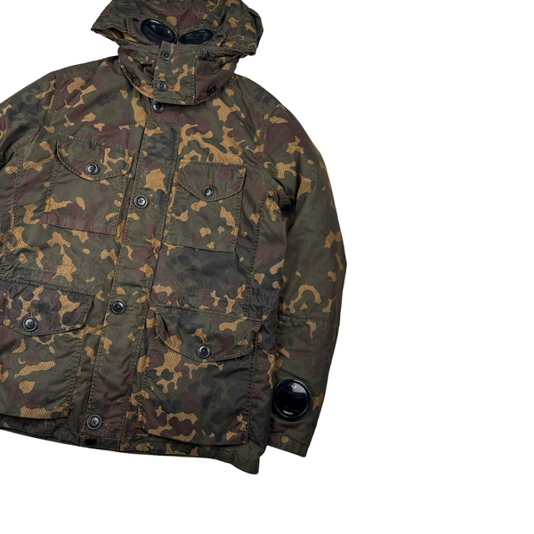 CP Company 50 Fili Down Filled Camouflage La Millie Goggle Jacket - Large