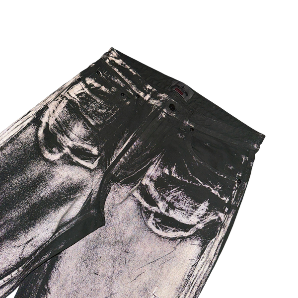 Stone Island x Supreme 2023 Reflective Sprayed Denim Patch Vintage Style Jeans - 34"