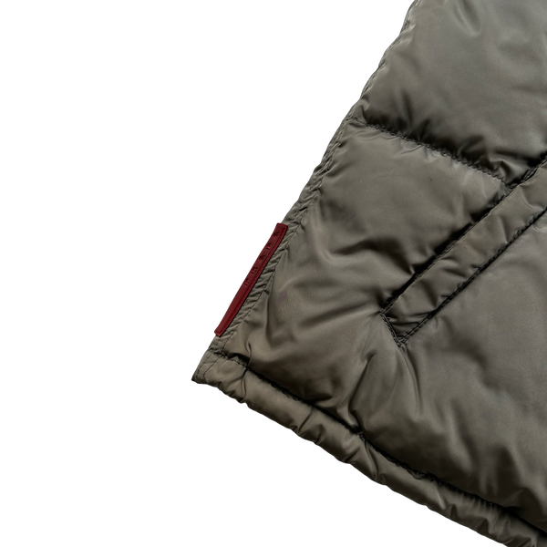 Prada Tan Red Tab Down Filled Puffer Gilet - Large