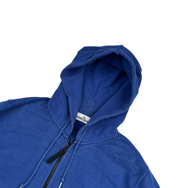 Stone Island Blue Cotton Zipped Hoodie - Large