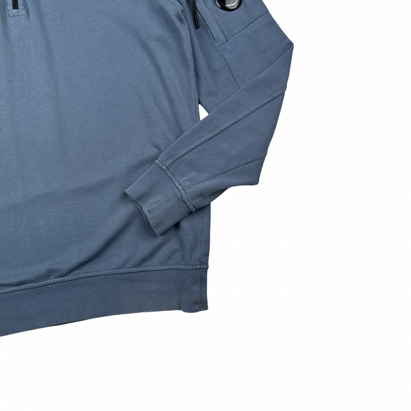 CP Company Blue Cotton Lens Viewer Quarter Zip Pullover - Large