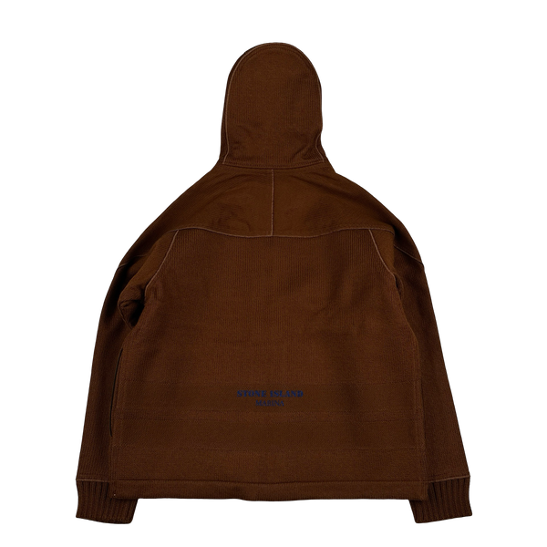 Stone Island 2025 Marina Brown Felted Wool Woven Knit Zipped Jacket - Large