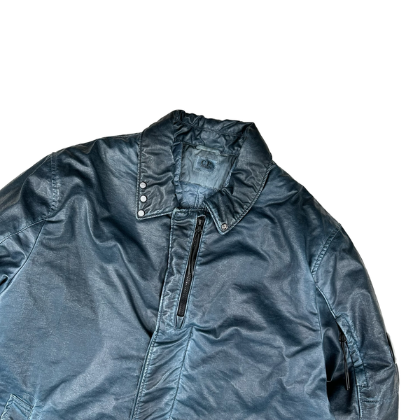 CP Company Blue Nyber Long Garment Dyed Jacket - Large