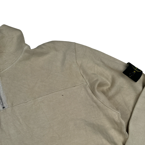 Stone Island 2000 Cotton Cream Quarter Zip Crewneck Jumper - XL