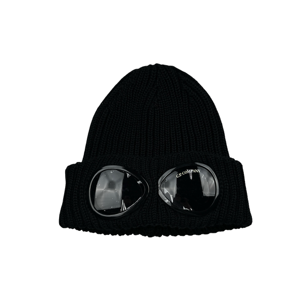 CP Company Black Merino Wool Goggle Beanie