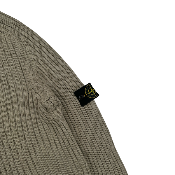 Stone Island 2004 Tan Quarter Button Cotton Knit Jumper - XL