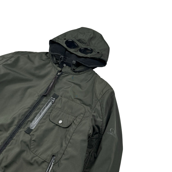 CP Company 2006 Dark Green Multi Pocket Nylon Wool Lined Goggle Jacket - XL