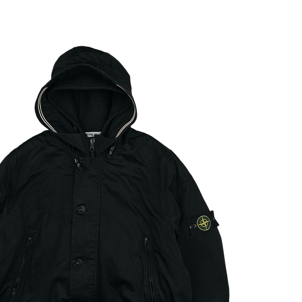 Stone Island 2006 Black Raso Gommato Wool Dutch Rope Jacket - XXL
