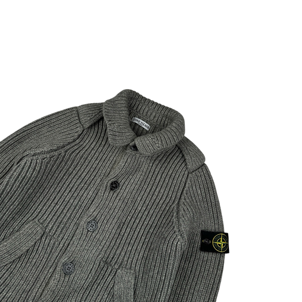 Stone Island 2008 Wool Grey Buttoned Cardigan Jumper - Large