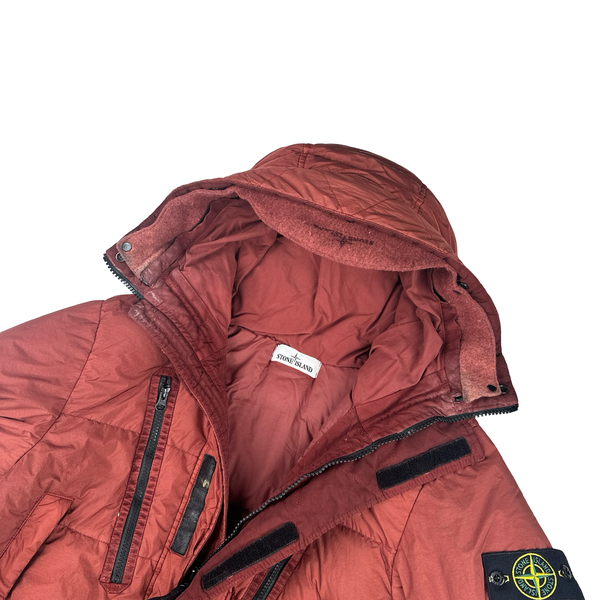 Stone Island 2021 Crinkle Burgundy Down Parker Jacket - Small
