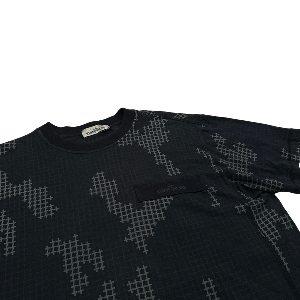 Stone Island 2017 Grid Check Camo Crewneck T Shirt - XL