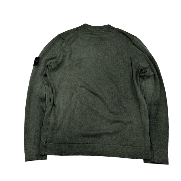 Stone Island 2017 Green Hand Sprayed V-Neck Knit Jumper - XXL